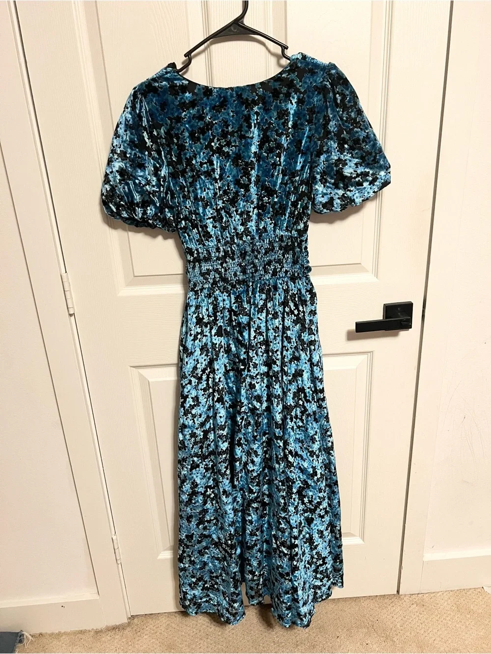 Anthropologie The Katerina Button-Front Dress: Velvet Edition Blue